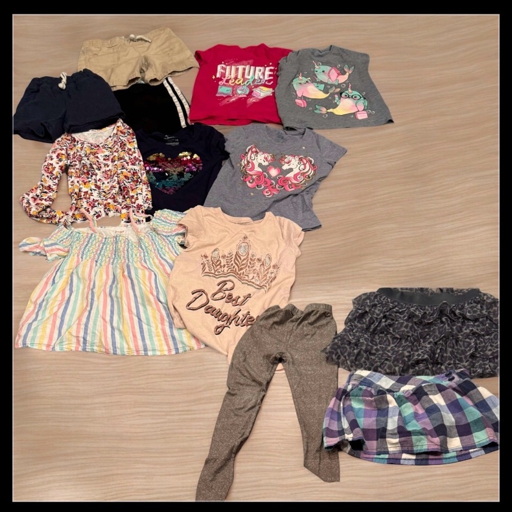 13pc bundle lot girls 7/8 - 3shorts 7shirts 2skirts 1pants no stains or wear